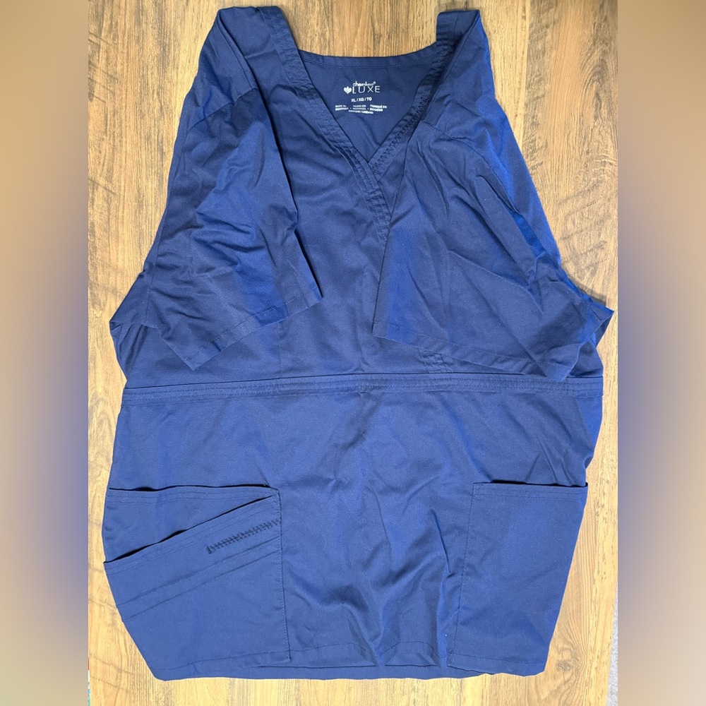 Cherokee Luxe Navy Scrub Top